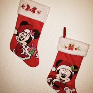 Disney Festive Red and White Mickey & Minnie Stockings